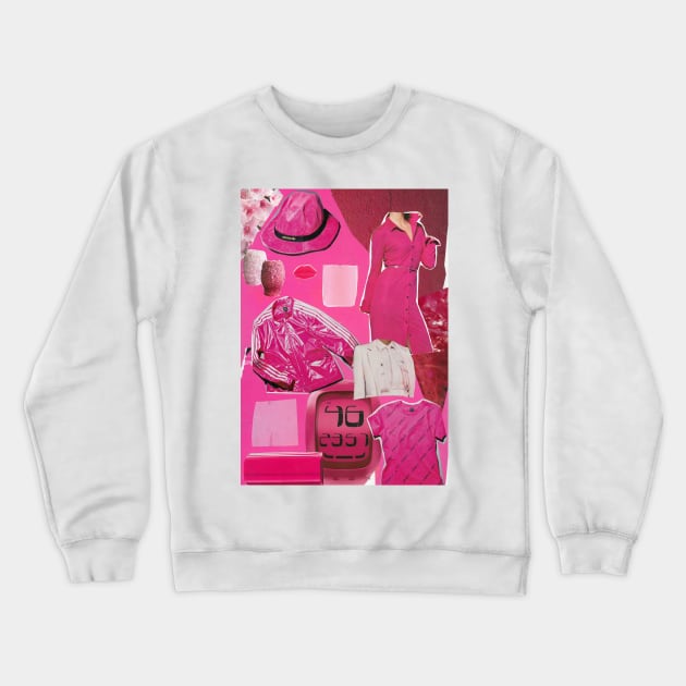 Pink Magazine Collage Crewneck Sweatshirt by aureliaazreal